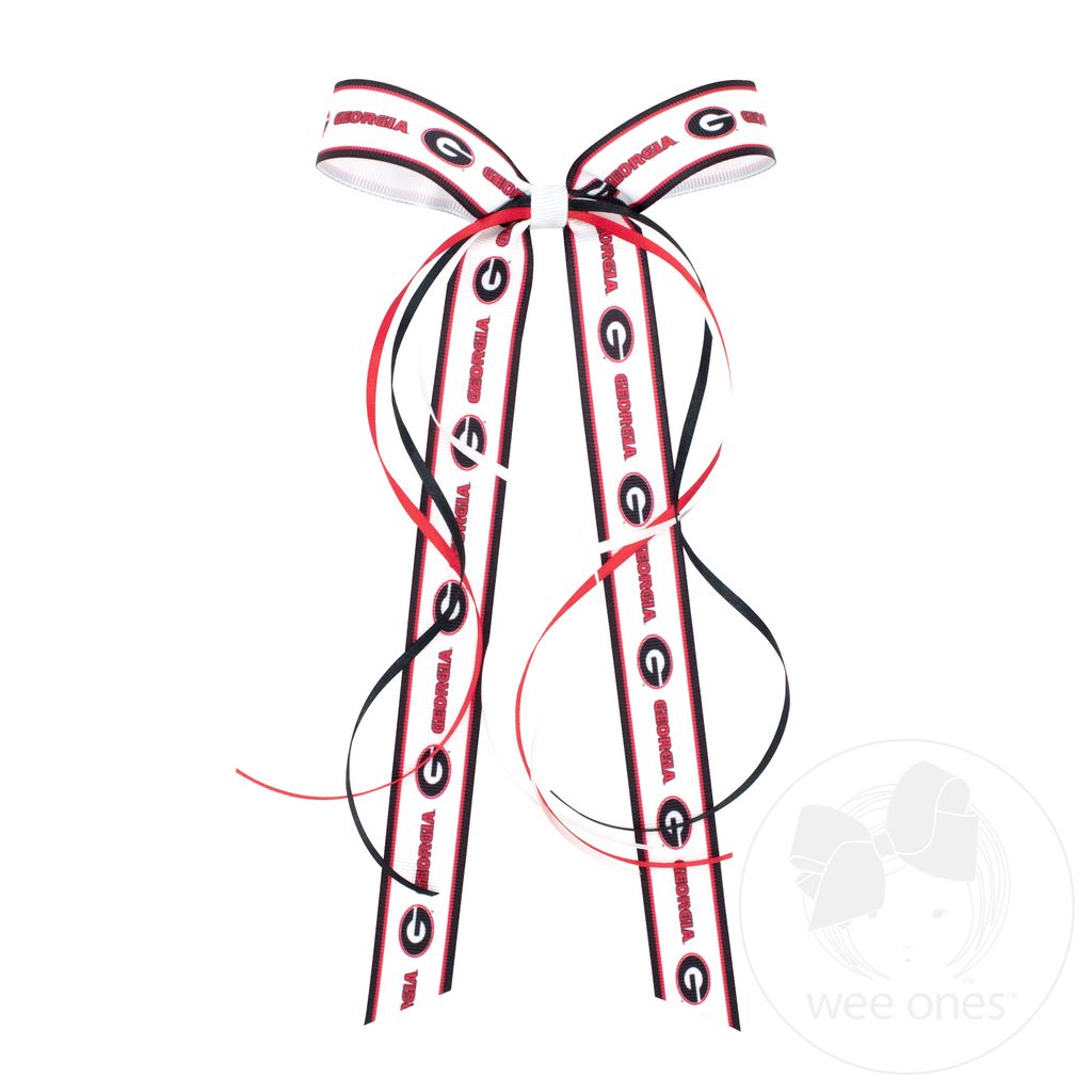 Pair of Georgia Logo Ribbon Boot Bows with Streamers - GEORGIA