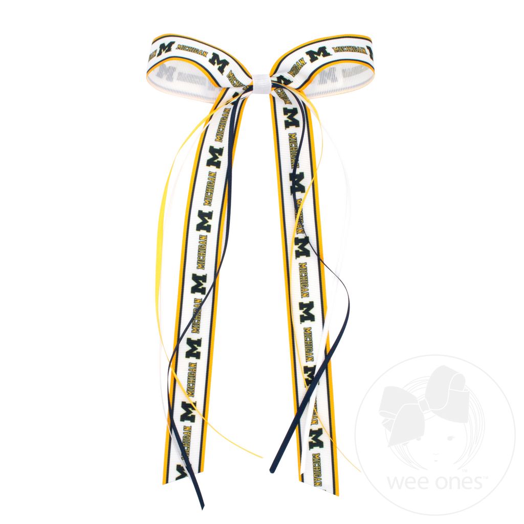 Pair of Michigan Logo Ribbon Boot Bows with Streamers - MICHIGAN