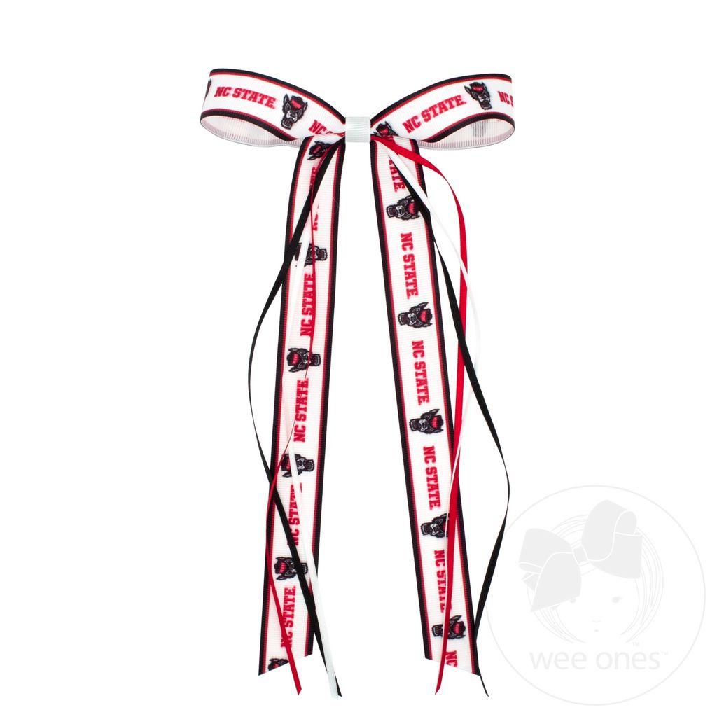 Pair of North Carolina State Logo Ribbon Boot Bows with Streamers - NORTH CAROLINA STATE