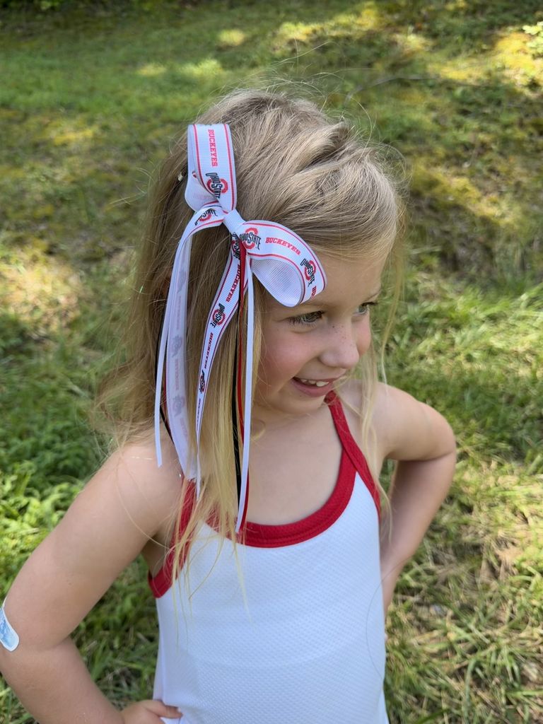 Pair of Collegiate Logo Ribbon Boot Bows with Streamers