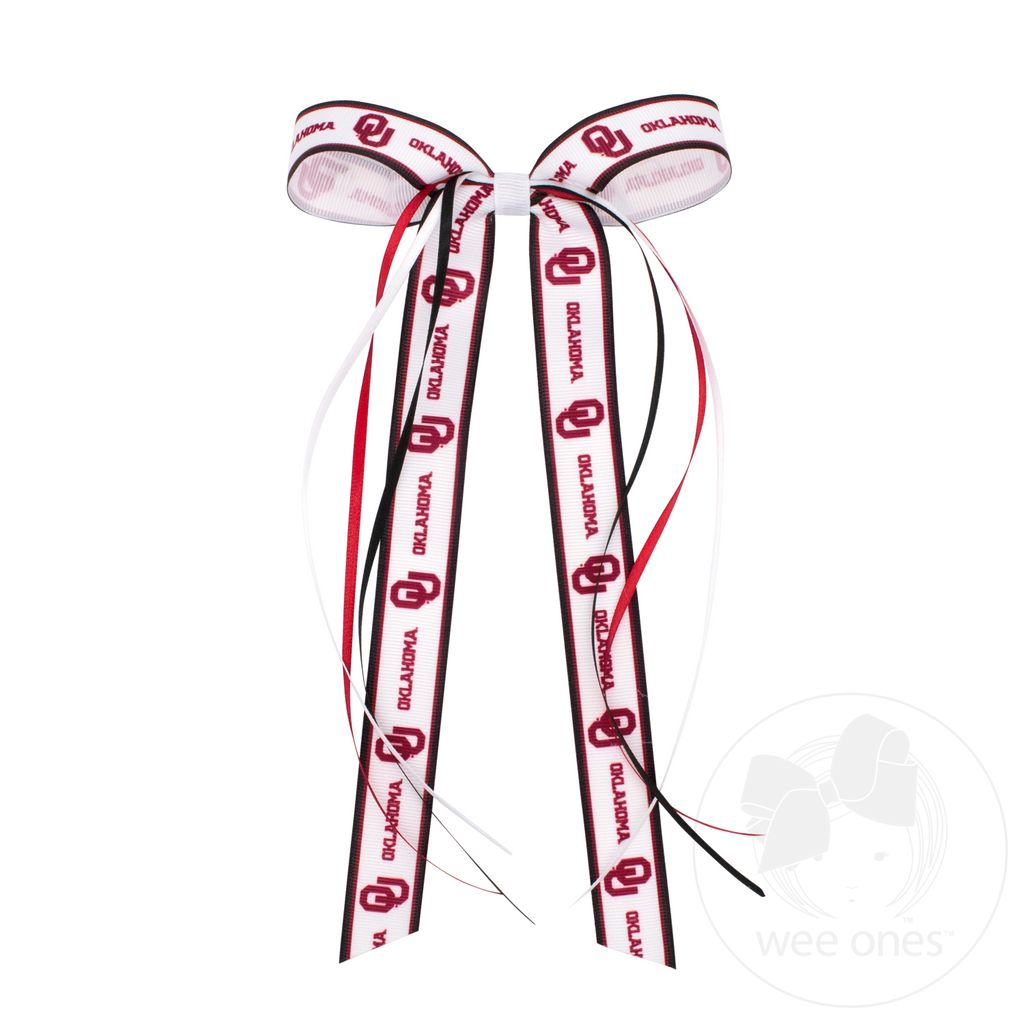 Pair of Oklahoma Logo Ribbon Boot Bows with Streamers - OKLAHOMA