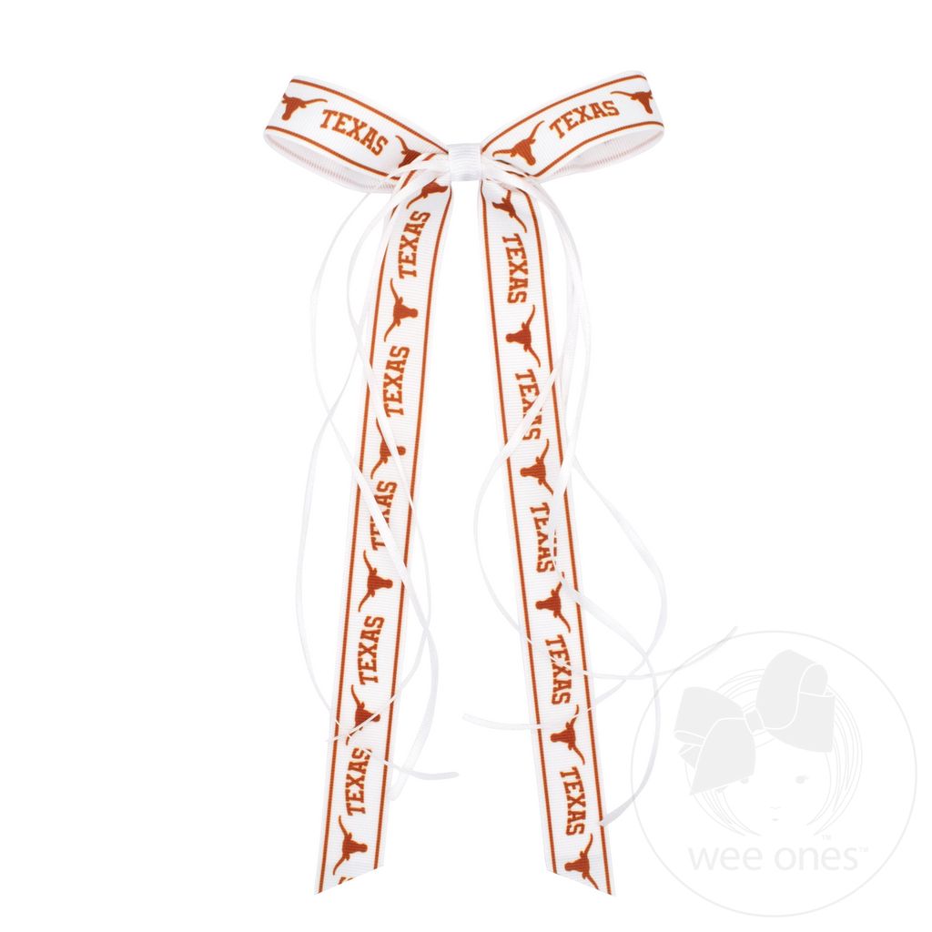 Pair of University of Texas Logo Ribbon Boot Bows with Streamers - UNIVERSITY OF TEXAS