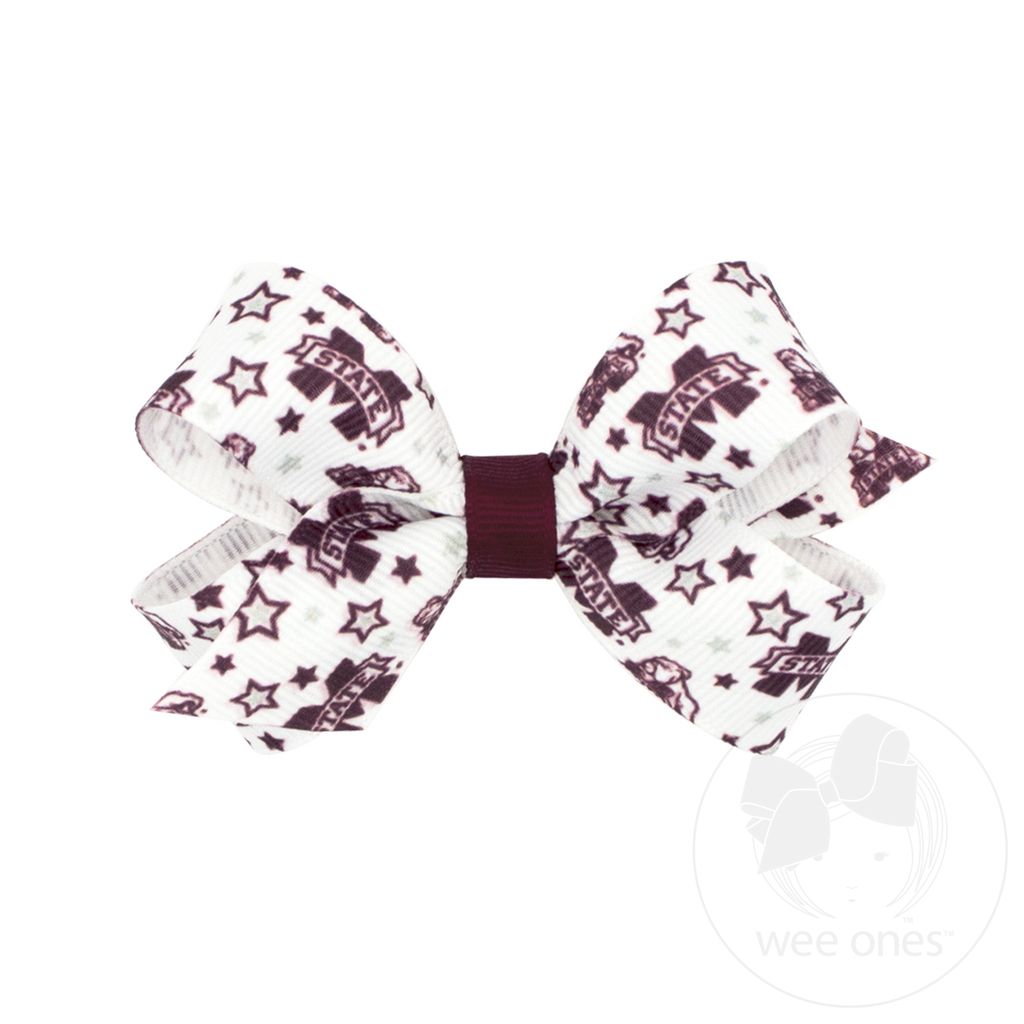 Mini Mississippi State Logo Print Hair Bow - MISSISSIPPI STATE