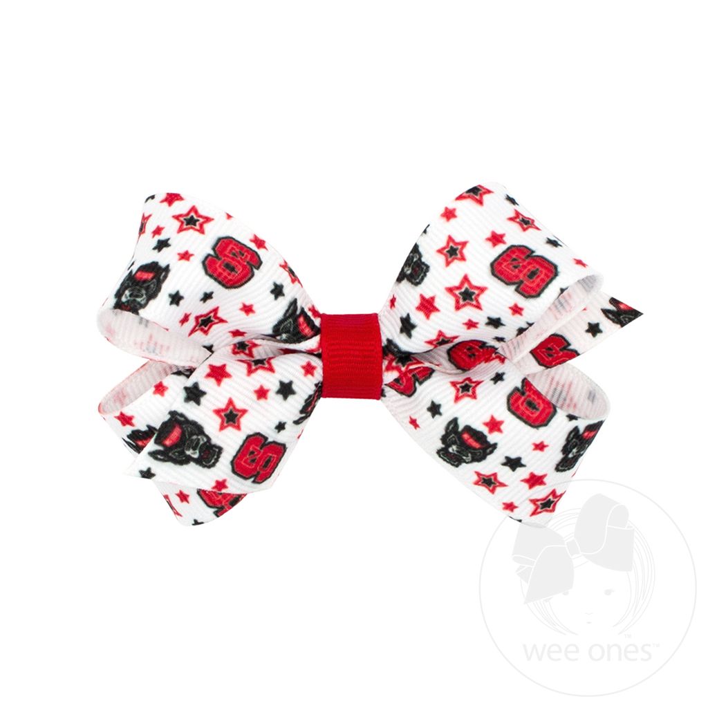 Mini North Carolina State Logo Print Hair Bow - NORTH CAROLINA STATE