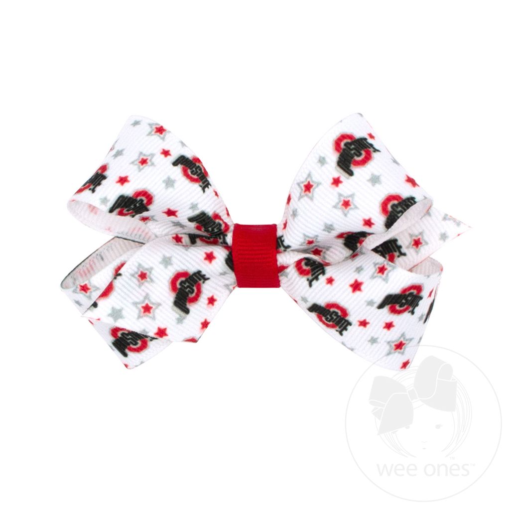 Mini Ohio State Logo Print Hair Bow - OHIO STATE