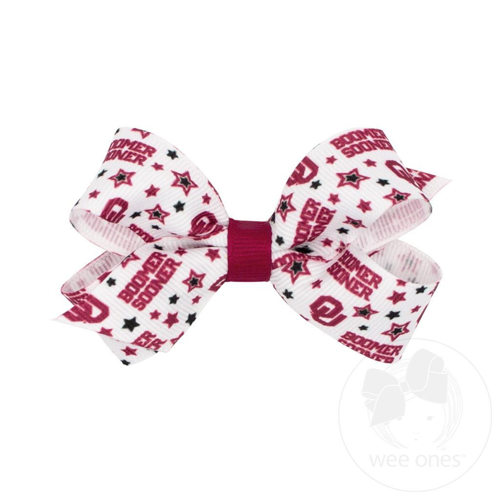 Mini Oklahoma Logo Print Hair Bow - OKLAHOMA