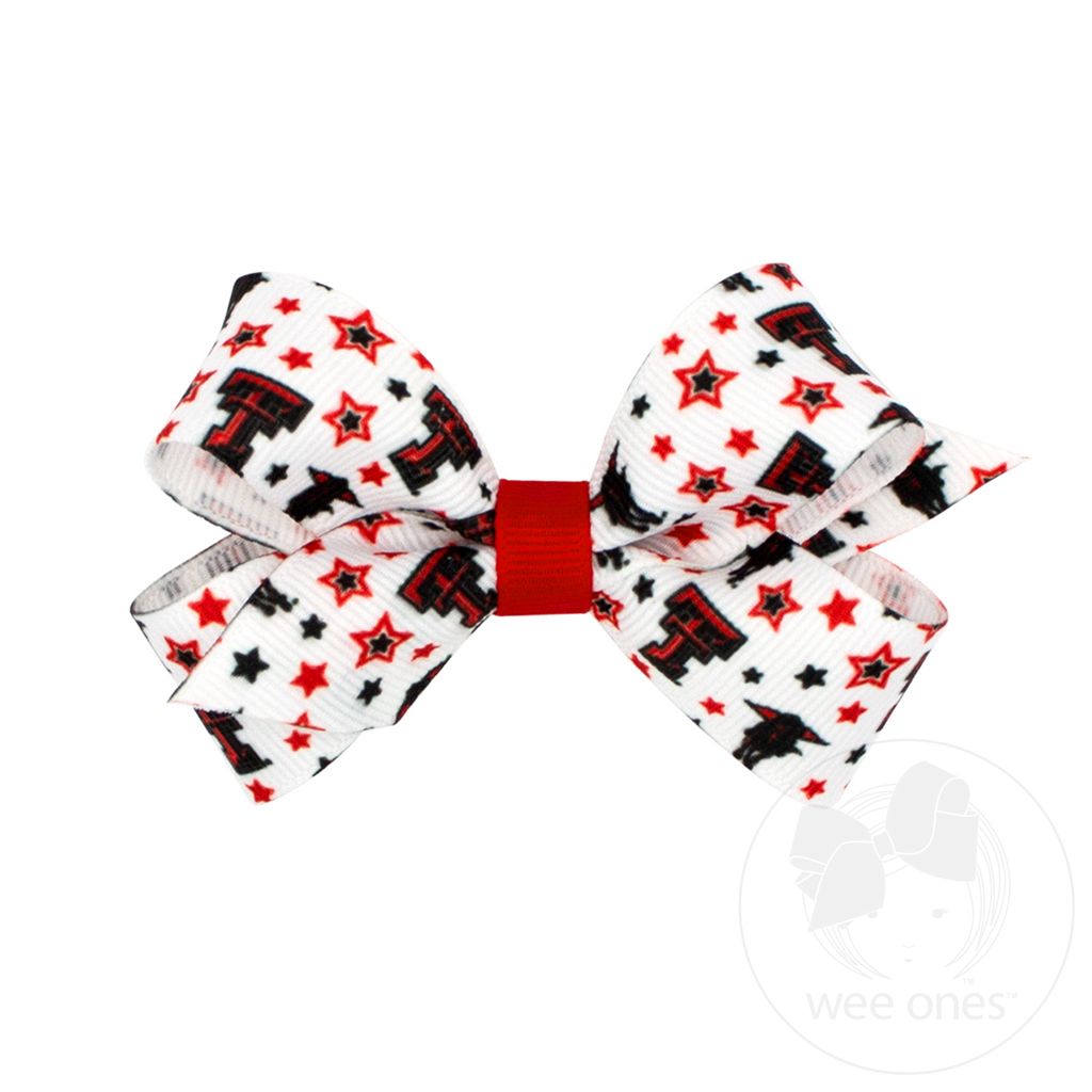 Mini Texas Tech Logo Print Hair Bow - TEXAS TECH