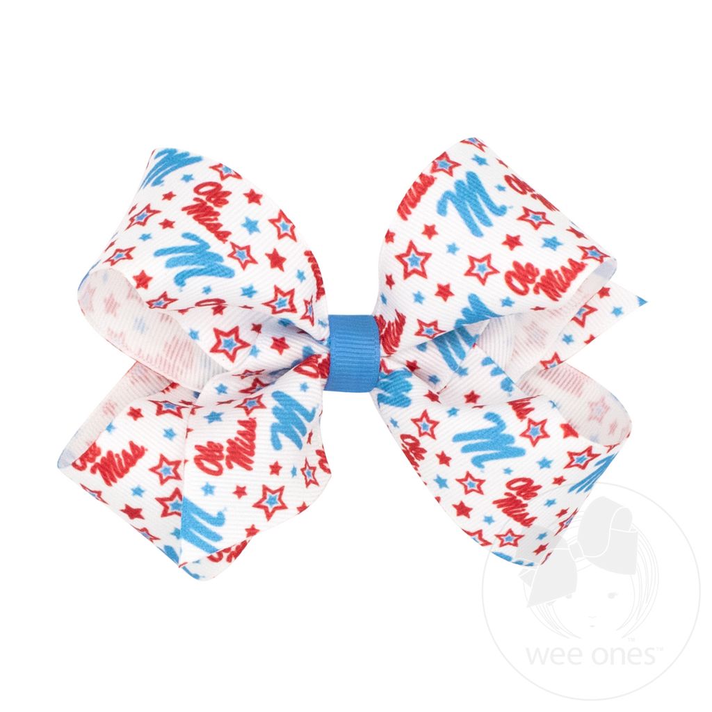 Medium Ole Miss Logo Print Hair Bow - MISSISSIPPI 3 (CAP)