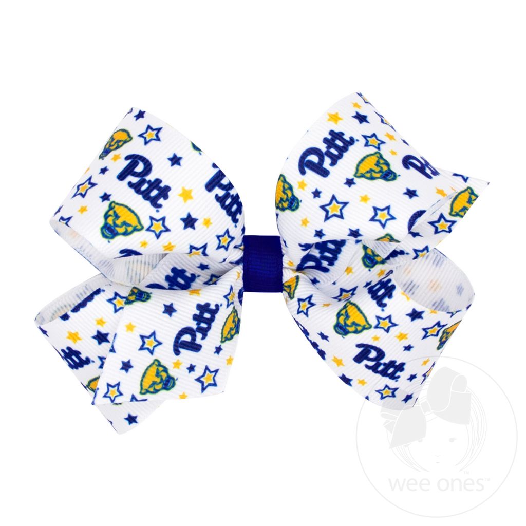 Medium Signature Collegiate Logo Print Grosgrain Hair Bow - UNIV. OF PITTSBURGH