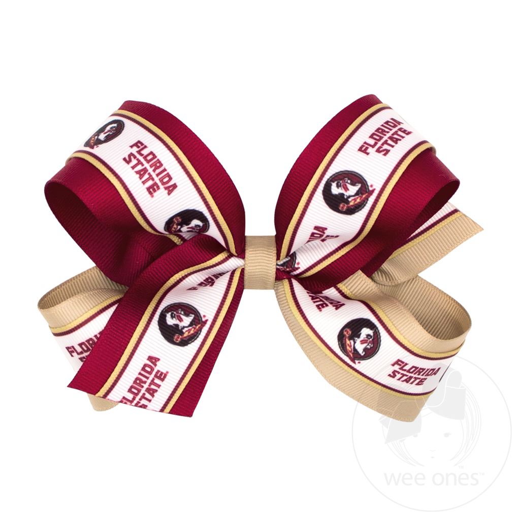 Large Florida State Logo Ribbon Underlay Hair Bow - FLORIDA STATE