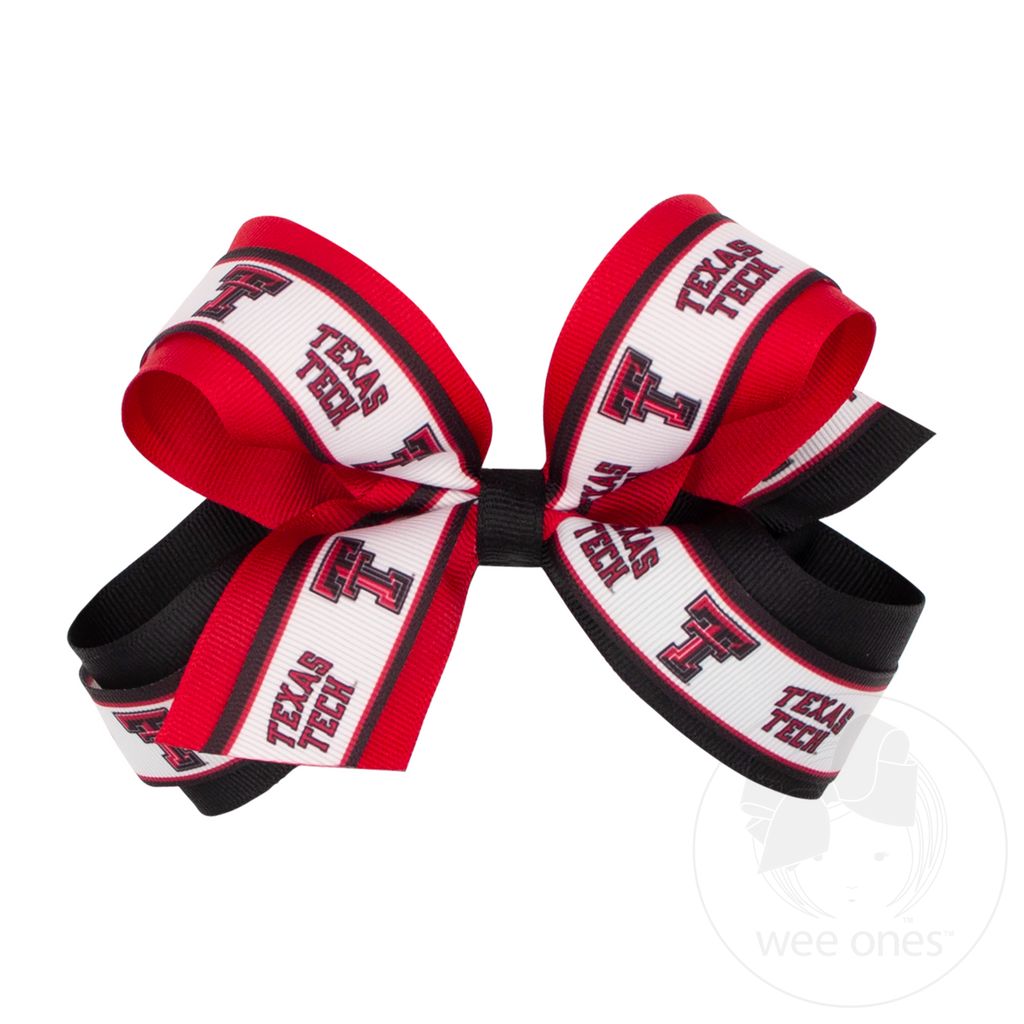 Large Texas Tech Logo Ribbon Underlay Hair Bow - TEXAS TECH