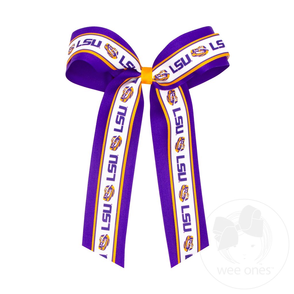 Large Louisiana State Logo Ribbon Underlay Hair Bow with Streamer Tails ...