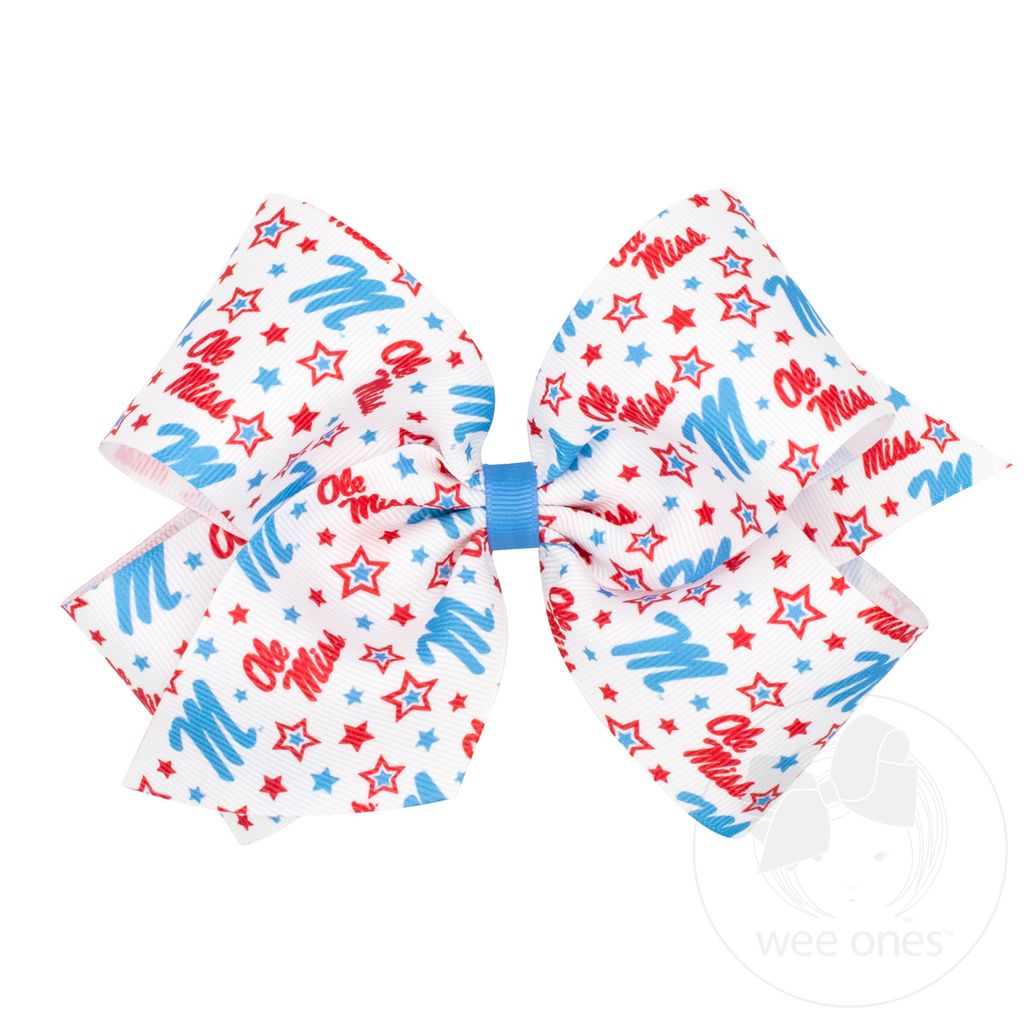 King Ole Miss Logo Print Hair Bow - MISSISSIPPI 3 (CAP)