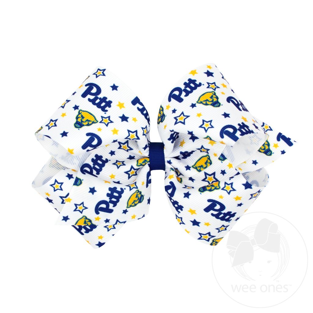 King Signature Collegiate Logo Print Grosgrain Hair Bow - UNIV. OF PITTSBURGH