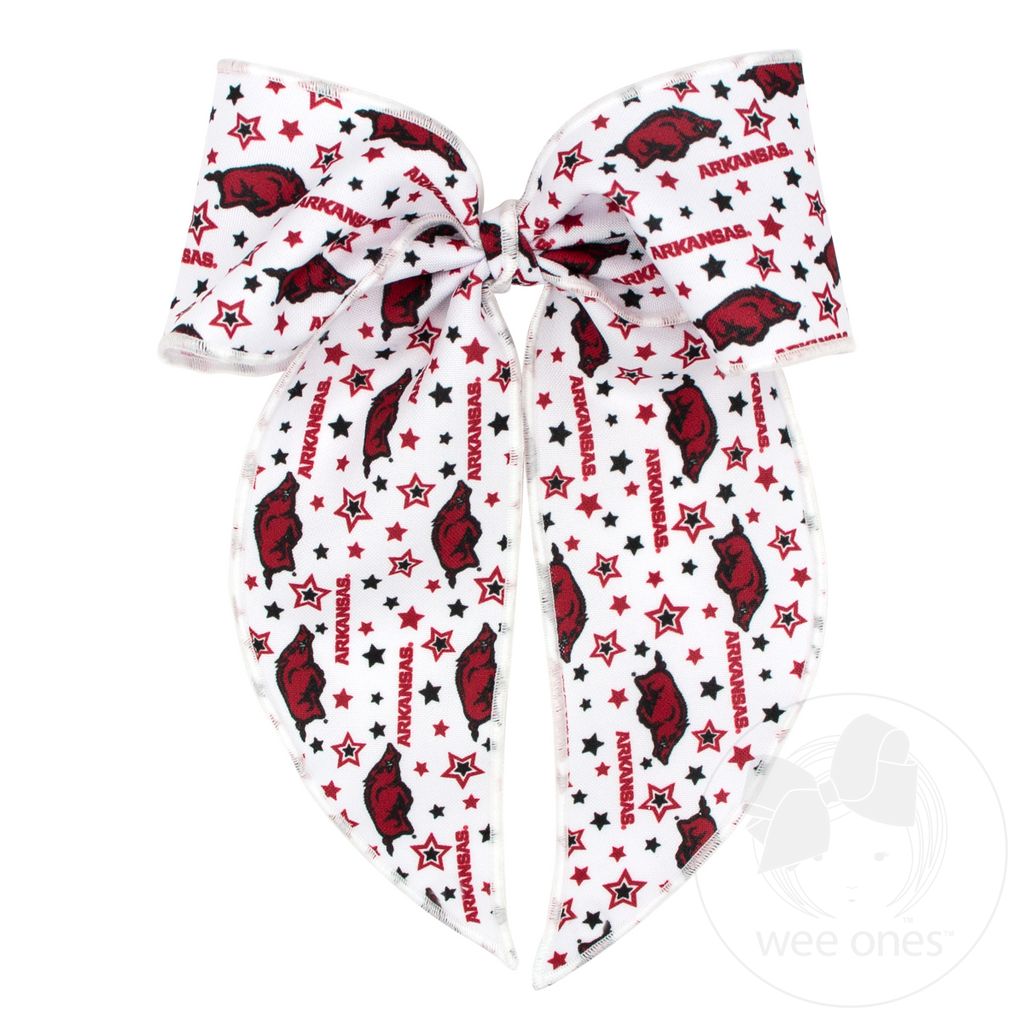 King Signature Collegiate Logo Print Fabric Bowtie With Knot and Tails - ARKANSAS