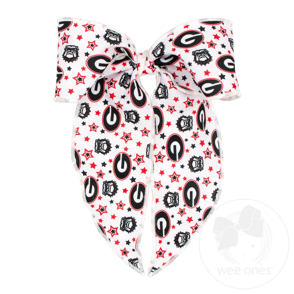 King Signature Collegiate Logo Print Fabric Bowtie With Knot and Tails - GEORGIA