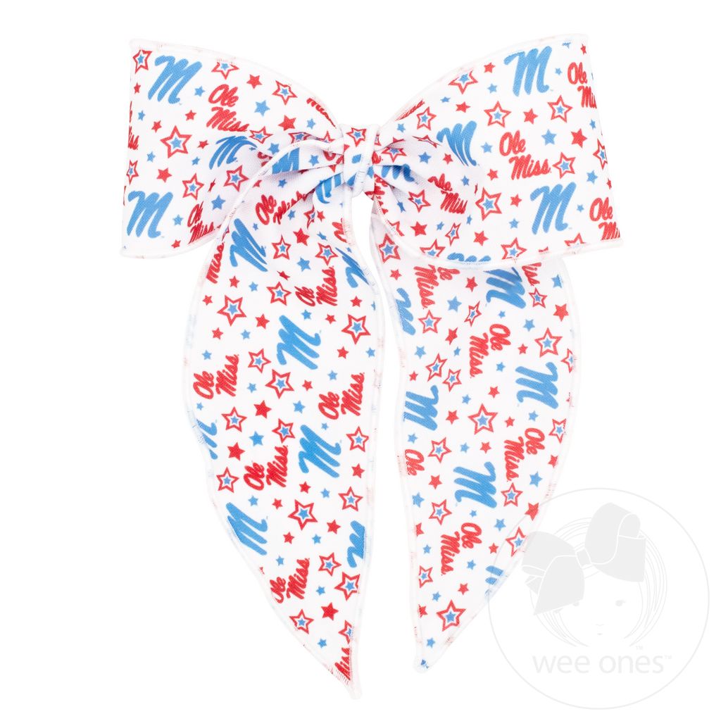King Ole Miss Logo Print Whimsy Tail Hair Bow - MISSISSIPPI 3 (CAP)