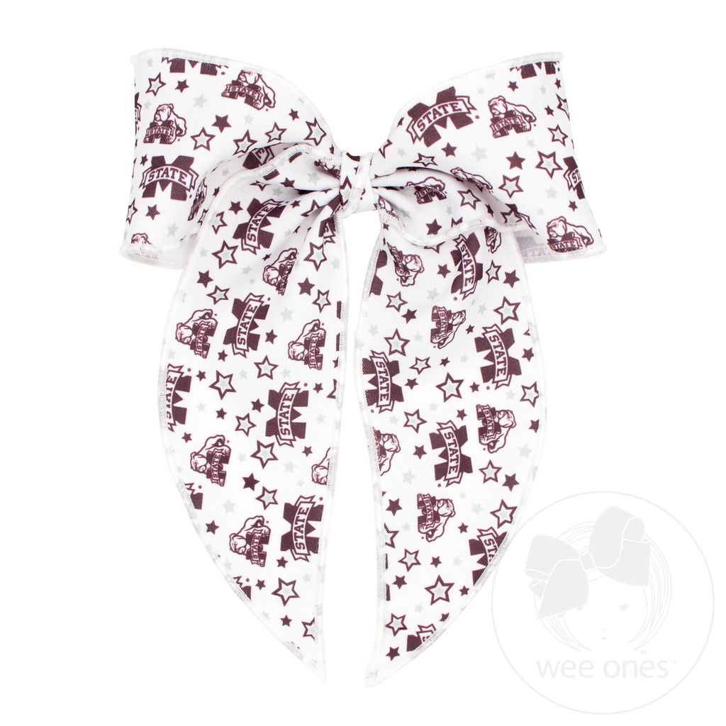 King Mississippi State Logo Print Whimsy Tail Hair Bow - MISSISSIPPI STATE