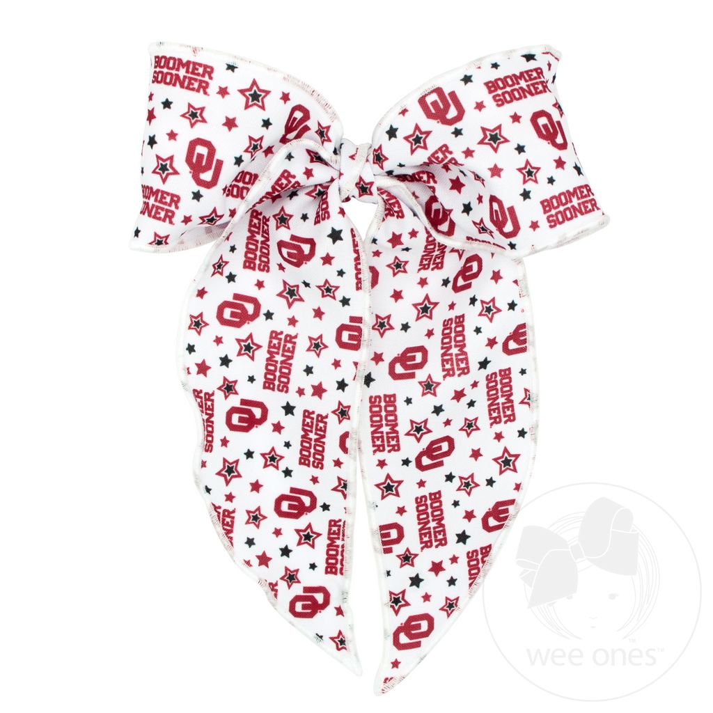 King Oklahoma Logo Print Whimsy Tail Hair Bow - OKLAHOMA