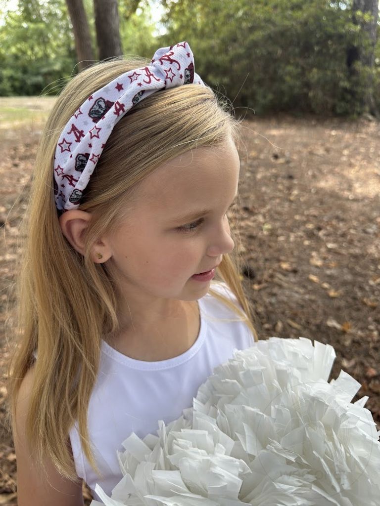 Signature Collegiate Logo Print Soft Ripple-Textured Knot Wrap Headband