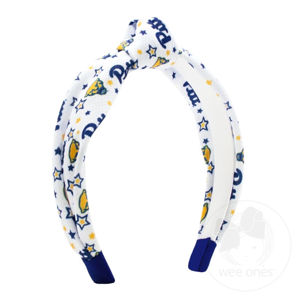 Signature Collegiate Logo Print Soft Ripple-Textured Knot Wrap Headband - UNIV. OF PITTSBURGH