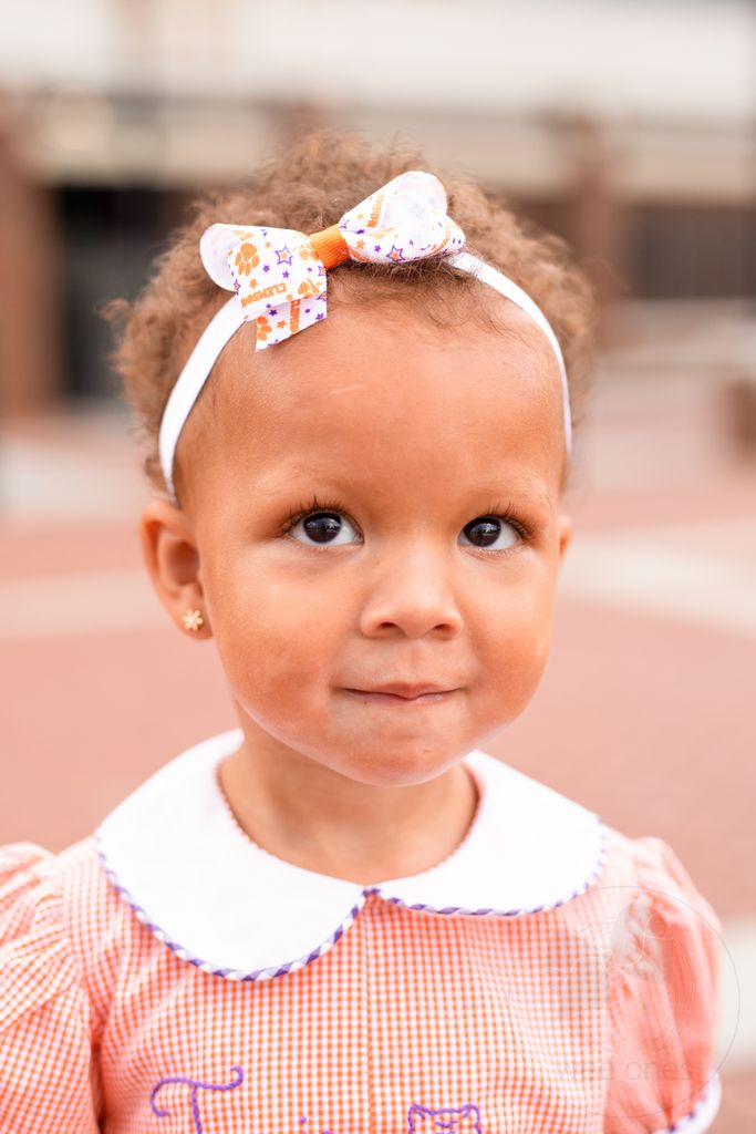 Mini Signature Collegiate Logo Print Grosgrain Hair Bow on Elastic Baby Band