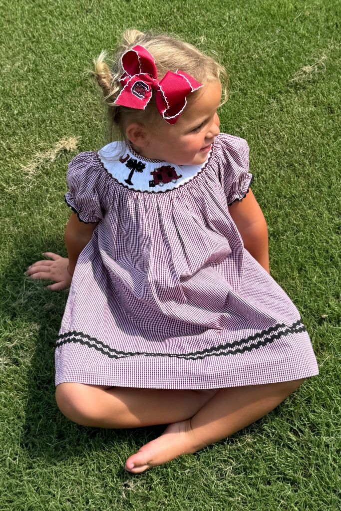 Medium Auburn Moonstitch Embroidered Hair Bow