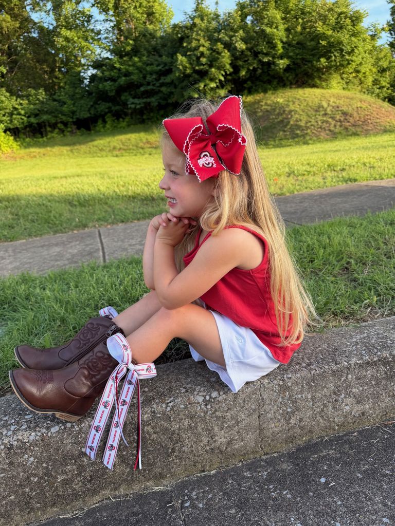 Pair of Georgia Logo Ribbon Boot Bows with Streamers