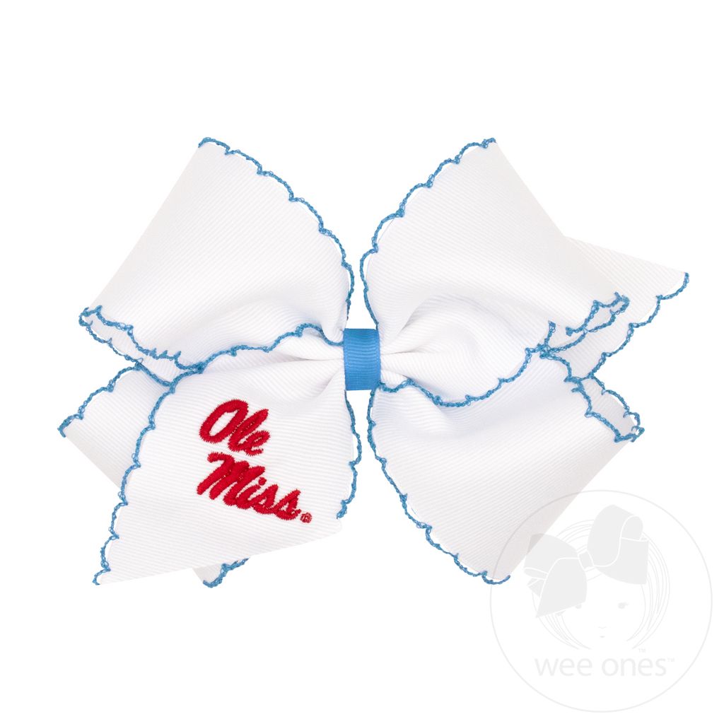 King Ole Miss Moonstitch Embroidered Hair Bow - MISSISSIPPI 3 (CAP)