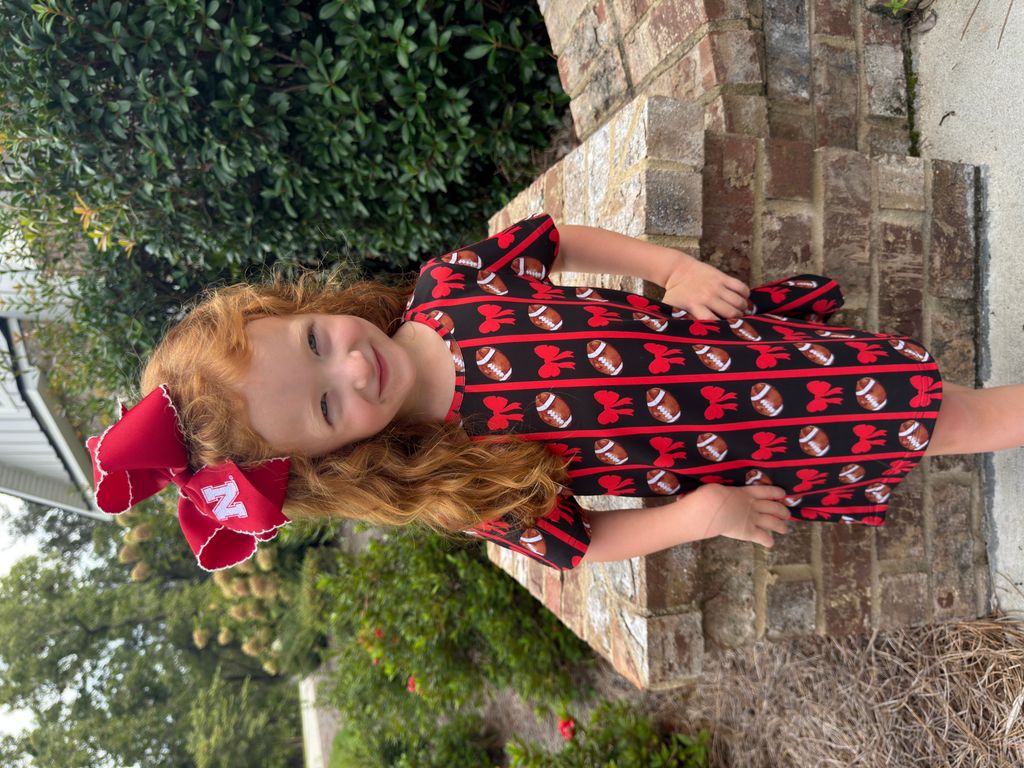King Grosgrain Hair Bow with Moonstitch Edge and Embroidered Collegiate Logo