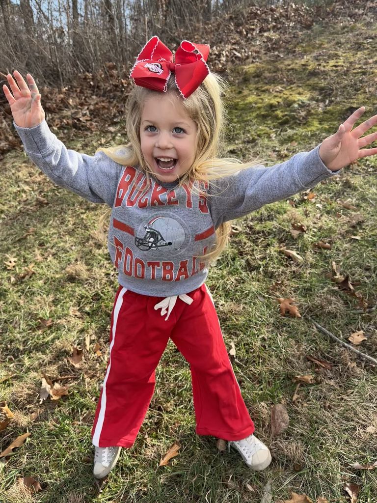 King Grosgrain Hair Bow with Moonstitch Edge and Embroidered Collegiate Logo