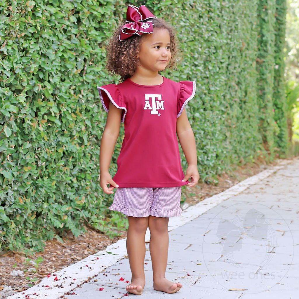 King Grosgrain Hair Bow with Moonstitch Edge and Embroidered Collegiate Logo