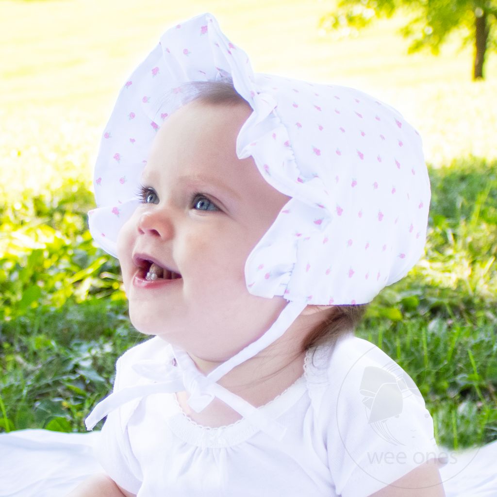 Baby Girl's Rosebud Print Bonnet