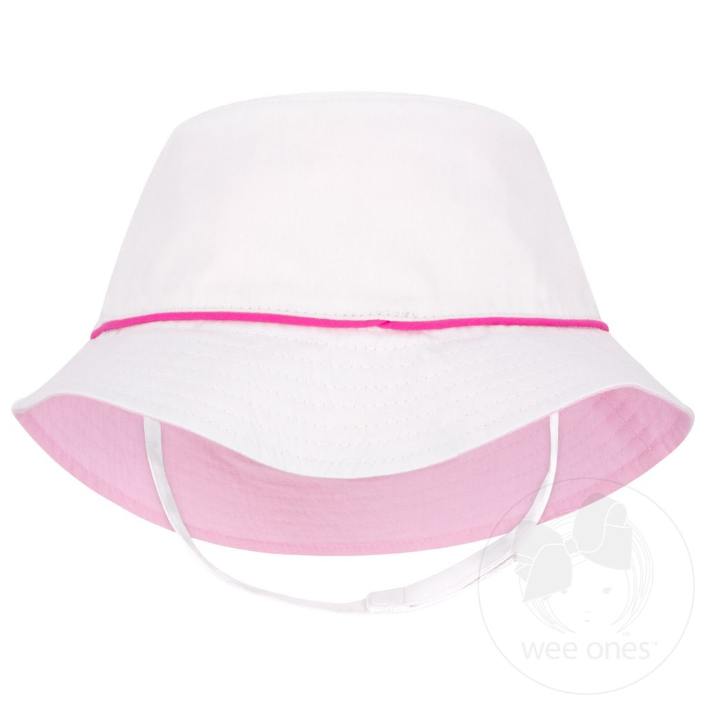 Reversible Embroidered Girls Bucket Hat with Straps
