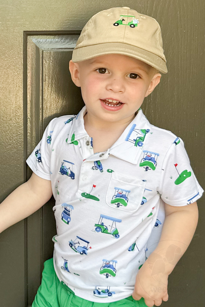 Boys Embroidered Golf Cart Cotton Twill Ball Cap
