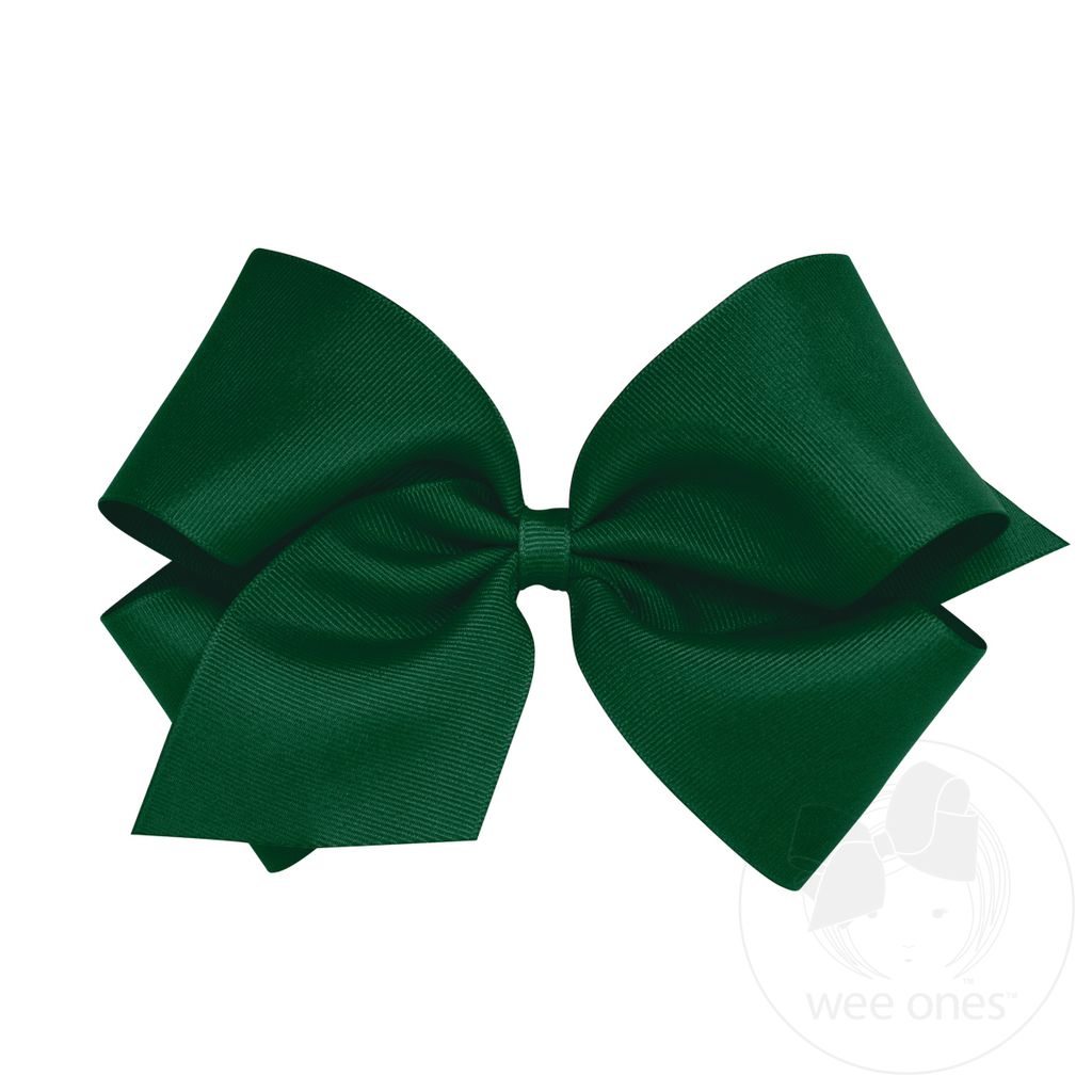 King Classic Grosgrain Hair Bow (Plain Wrap) - FOREST GREEN