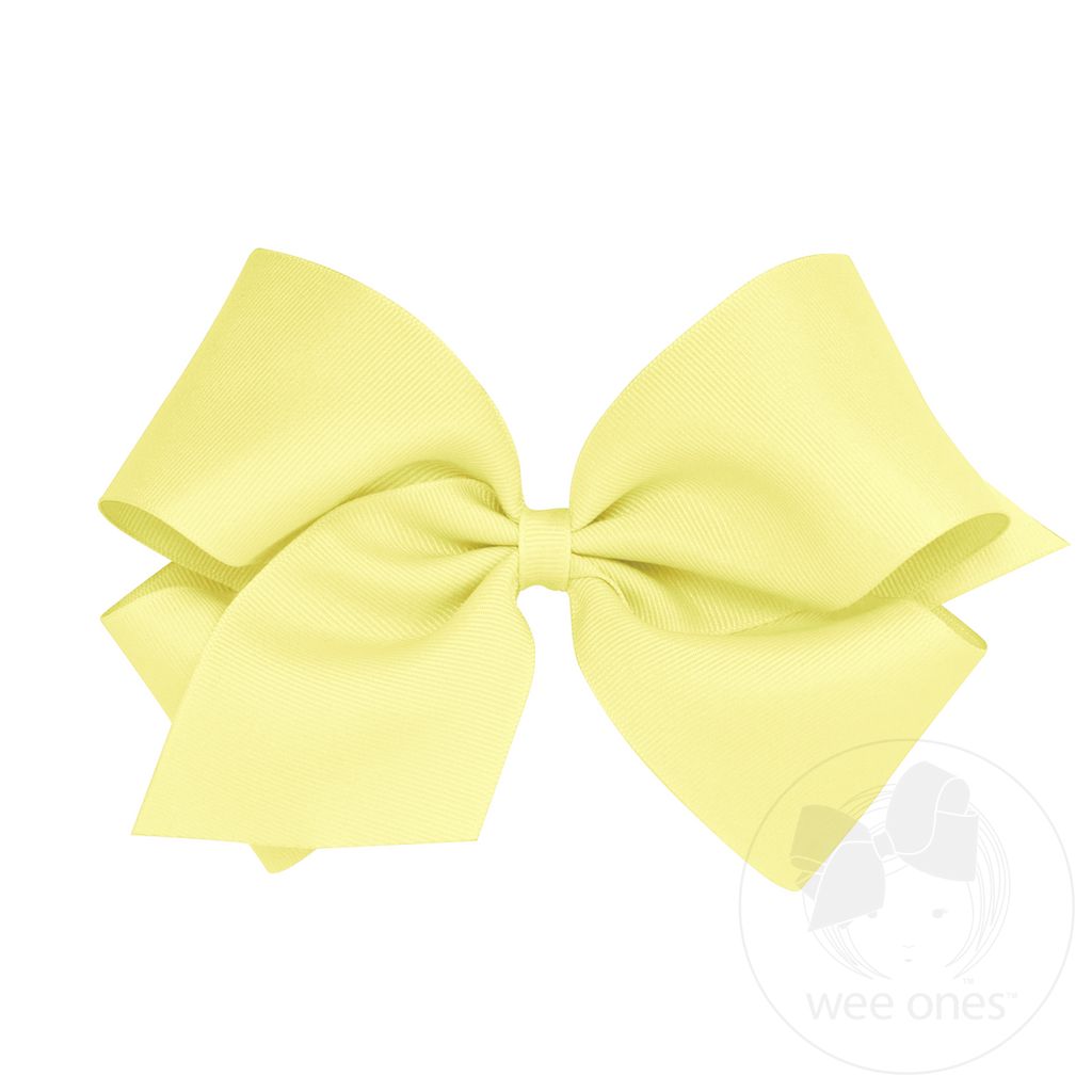 King Classic Grosgrain Hair Bow (Plain Wrap) - LT YELLOW