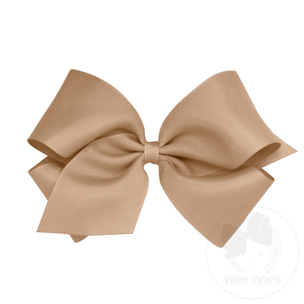 King Classic Grosgrain Hair Bow (Plain Wrap) - OATMEAL
