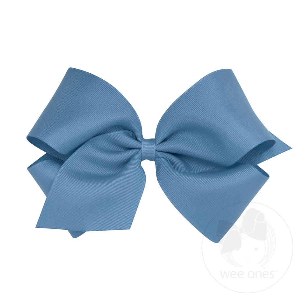 King Classic Grosgrain Hair Bow (Plain Wrap) - SMOKE BLUE