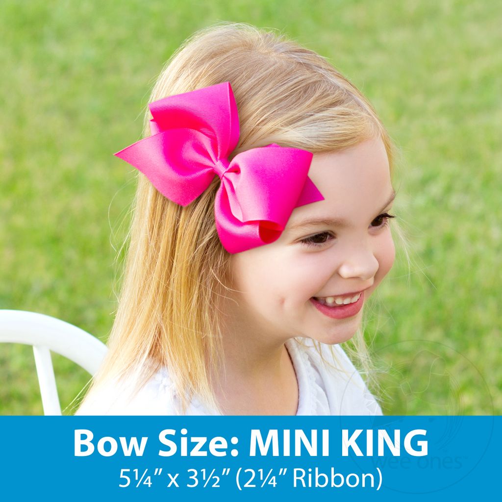 Mini King Classic Grosgrain Girls Hair Bow (Plain Wrap)