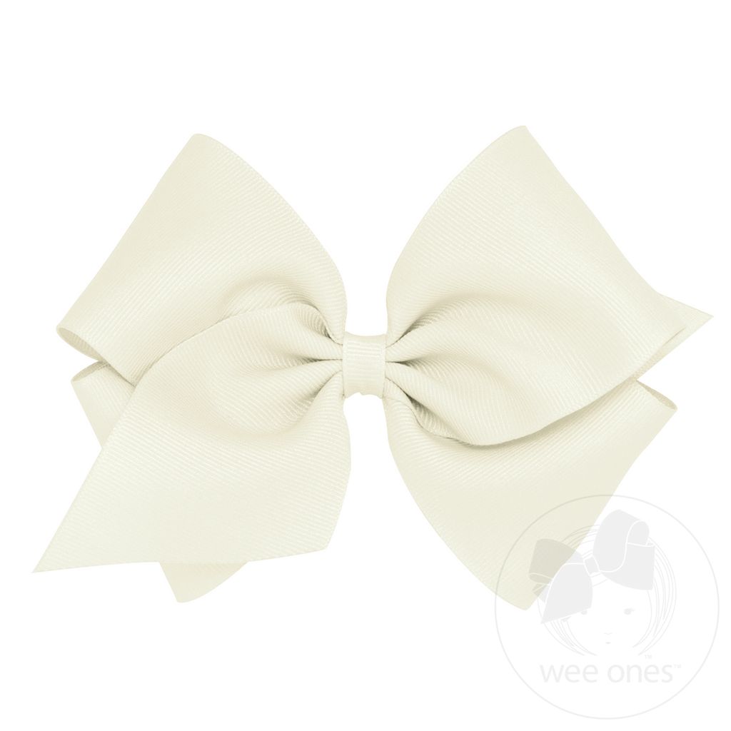 Mini King Classic Grosgrain Hair Bow (Plain Wrap) - ANTIQUE WHITE