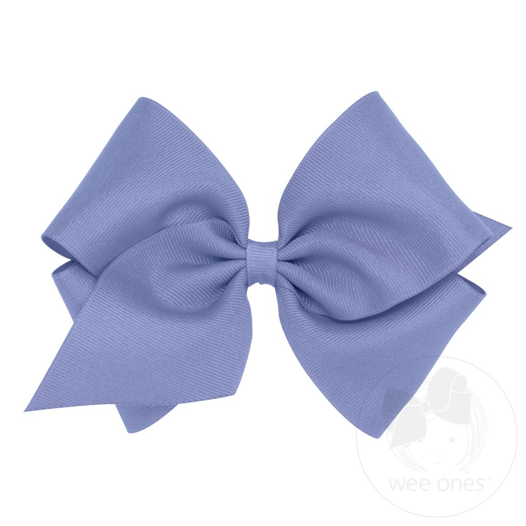 Mini King Classic Grosgrain Hair Bow (Plain Wrap) - BLUE BIRD