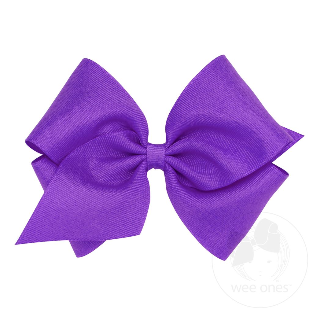 Mini King Classic Grosgrain Hair Bow (Plain Wrap) - DELPHINIUM