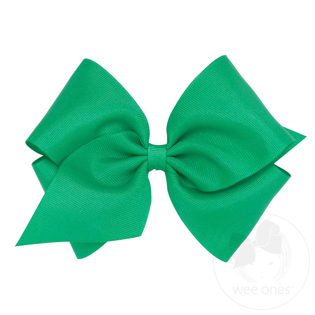 Mini King Classic Grosgrain Hair Bow (Plain Wrap) - FERN GREEN