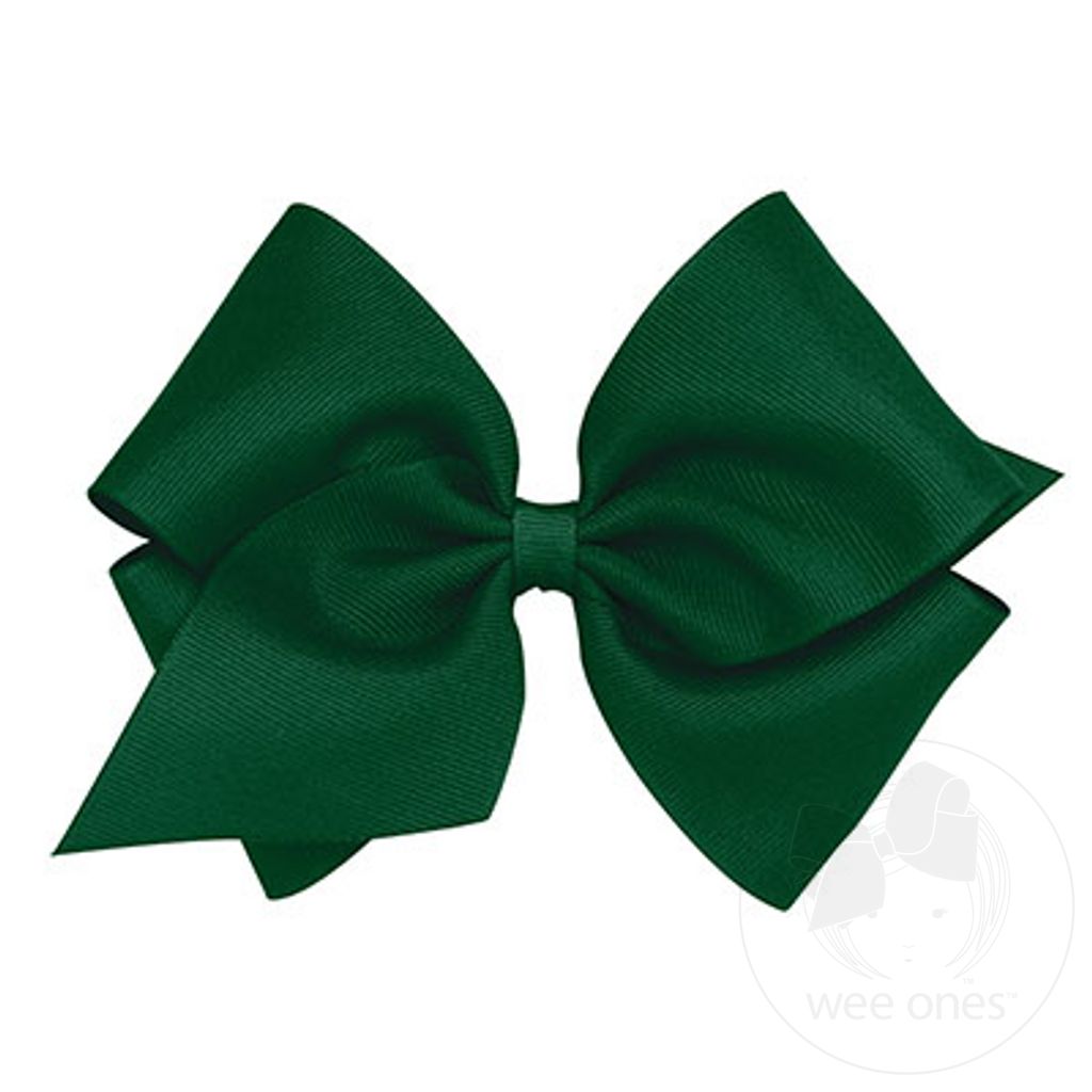 Mini King Classic Grosgrain Hair Bow (Plain Wrap) - FOREST GREEN