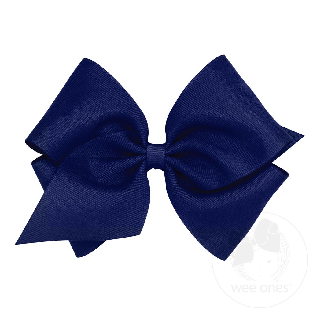 Mini King Classic Grosgrain Hair Bow (Plain Wrap) - LT NAVY