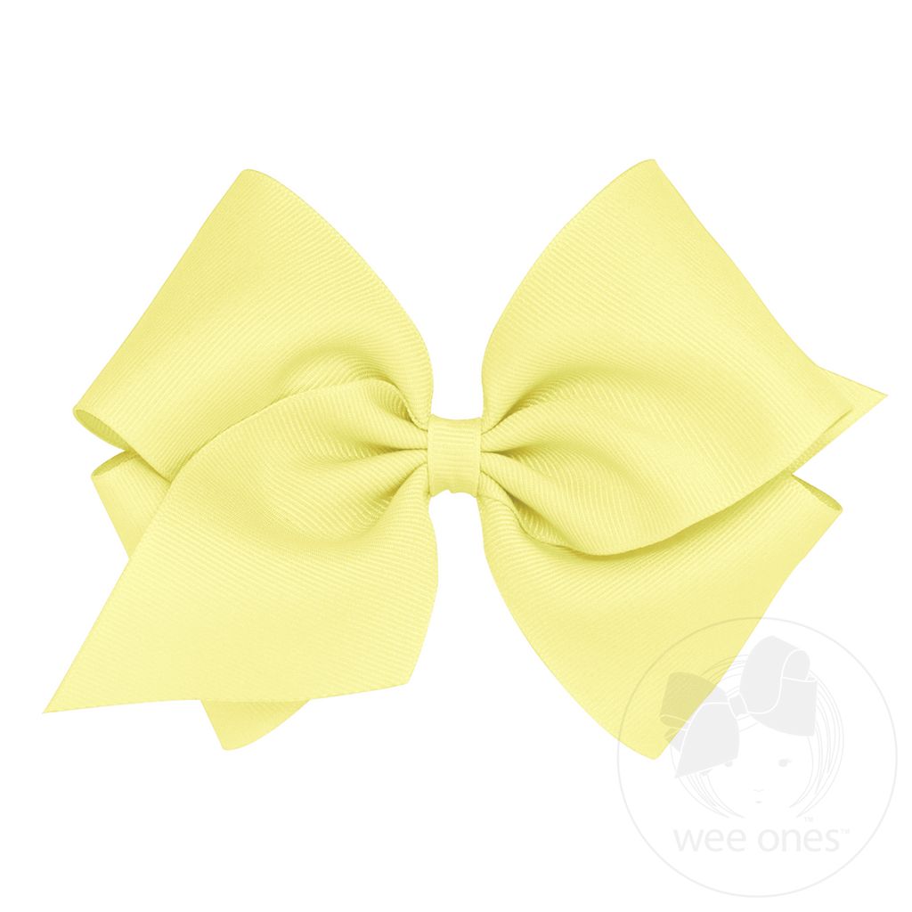 Mini King Classic Grosgrain Hair Bow (Plain Wrap) - LT YELLOW