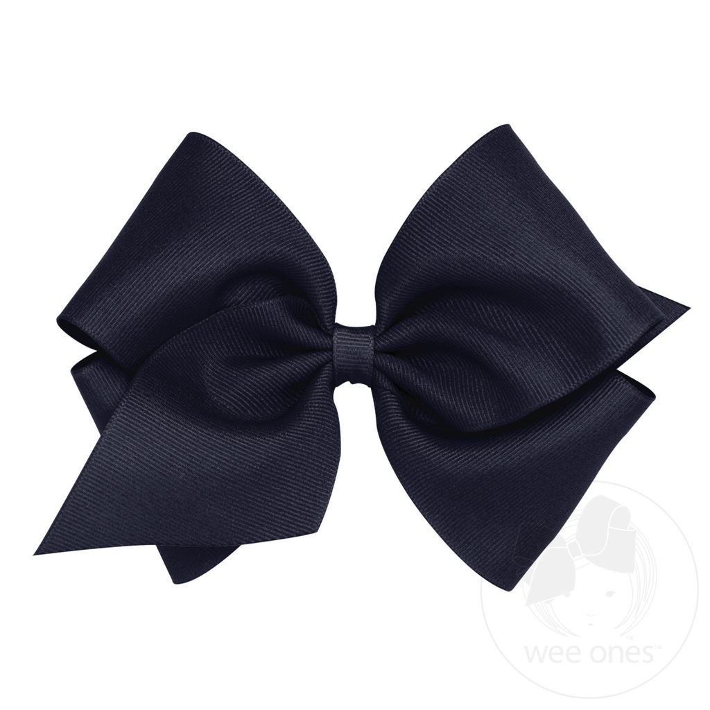 Mini King Classic Grosgrain Hair Bow (Plain Wrap) - NAVY