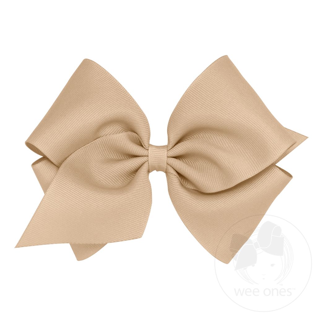 Mini King Classic Grosgrain Hair Bow (Plain Wrap) - OATMEAL