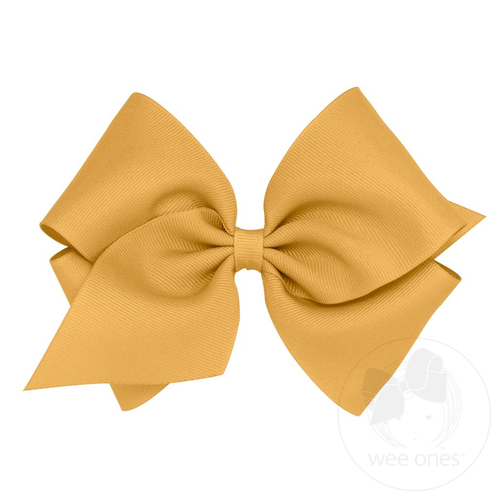 Mini King Classic Grosgrain Hair Bow (Plain Wrap) - OLD GOLD